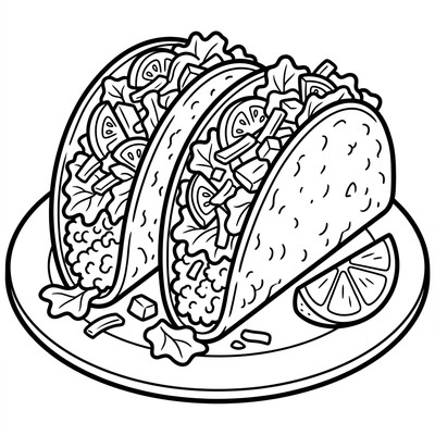 Målarbild: Snabbmat tacos serveras på tallrik