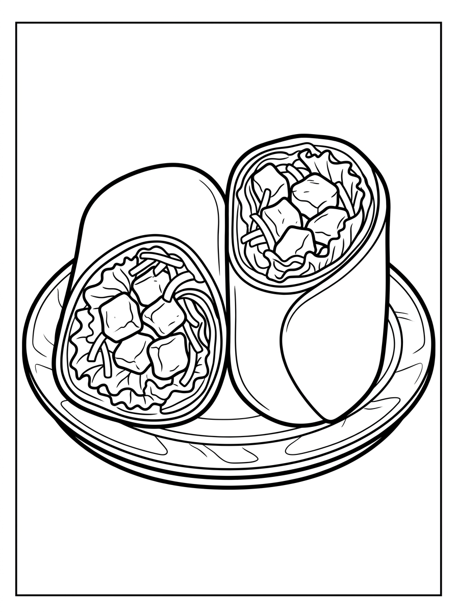 Snabbmat wraps skärs på mitten