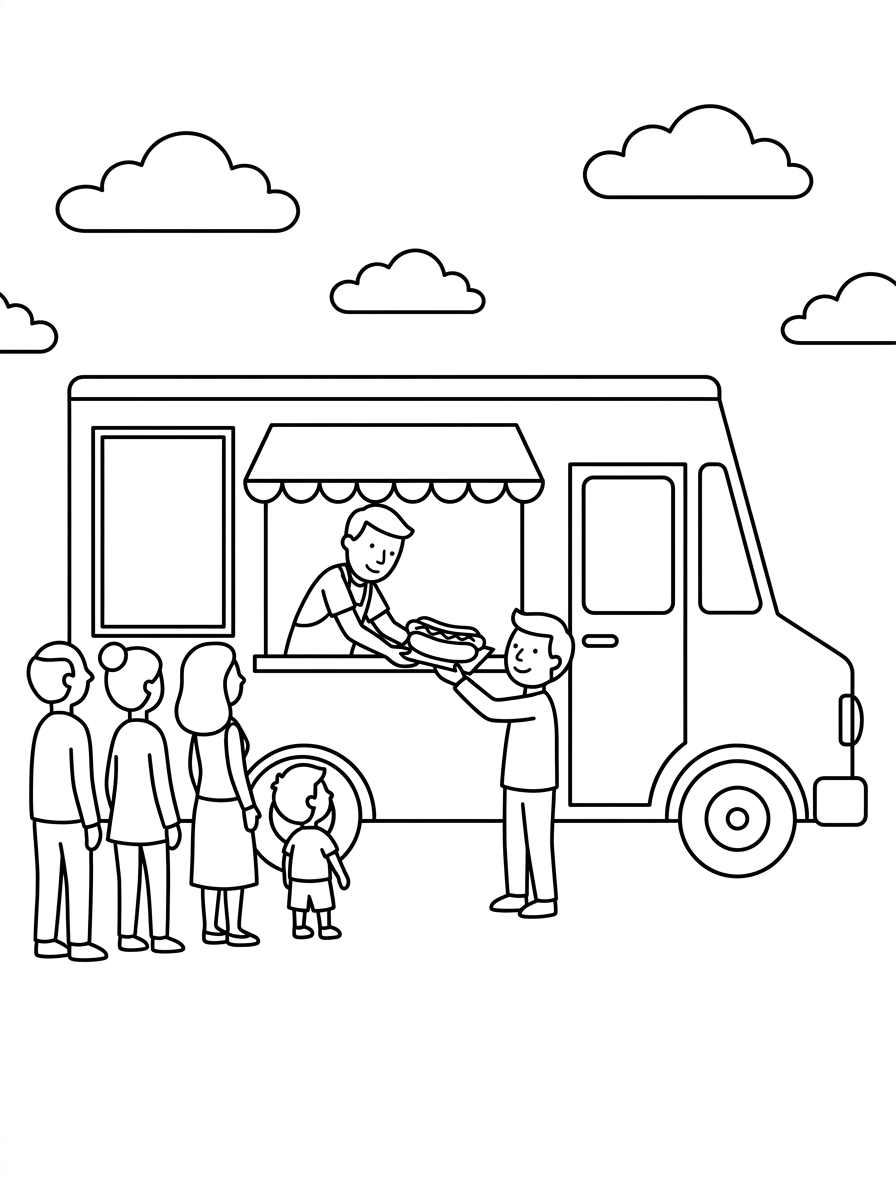 Snabbmat hotdog säljs från food truck