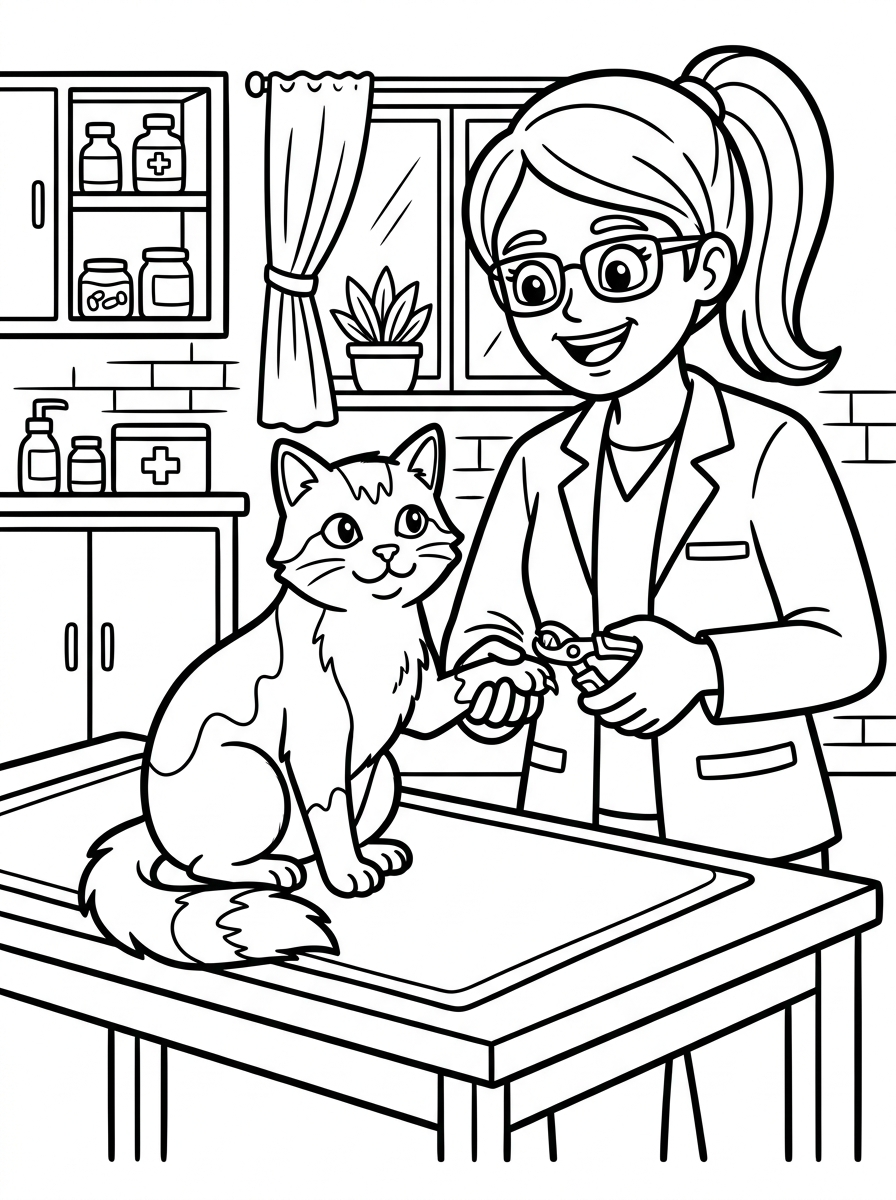 Veterinär klipper klorna på en katt