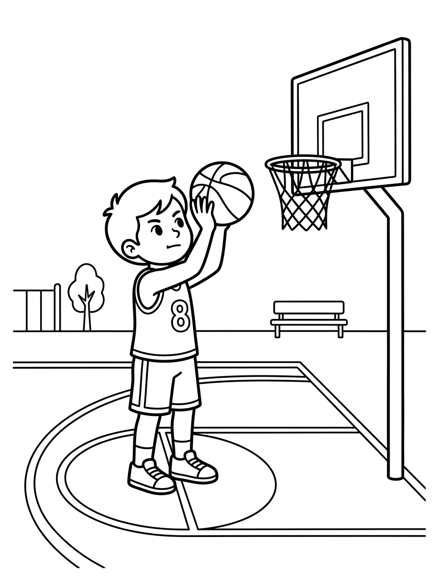 Basketspelare tränar frikast ensam på planen