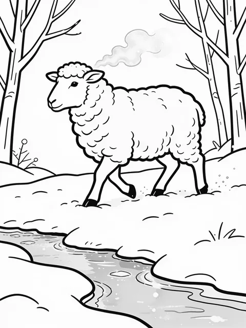 Får i vinterlandskap
