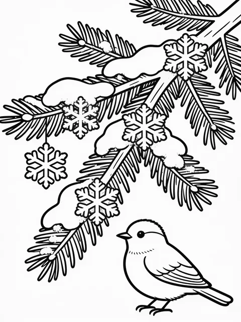 Snöflingor samlas på en grangren
