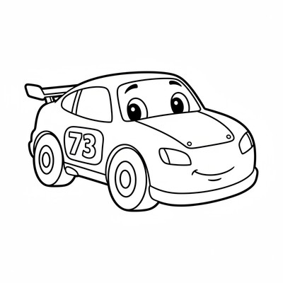 Racerbil med nummer på sidan