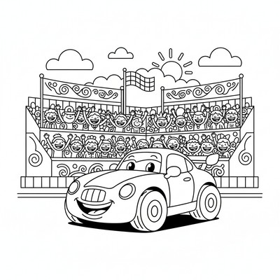 Racerbil framför stora läktare