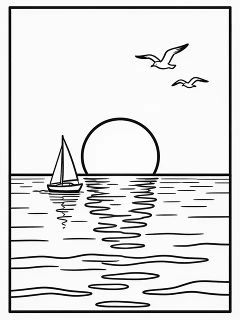 Solnedgång speglas i havet med segelbåt