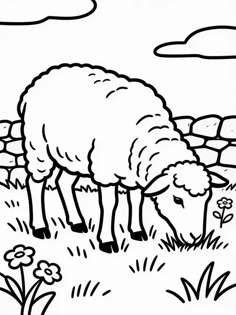 Får betar vid stenmur