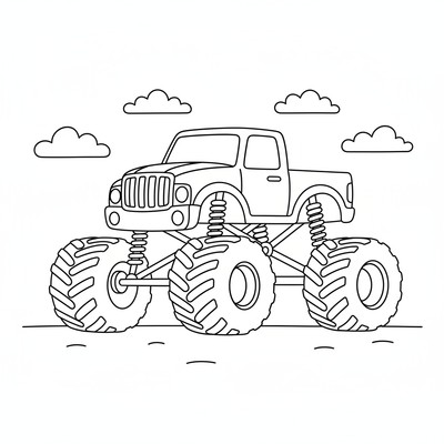 Monstertruck parkerad på plan mark