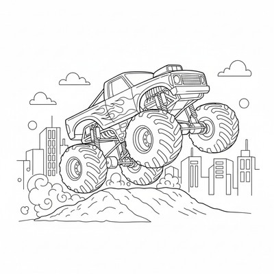 Monstertruck i hopp på ramp