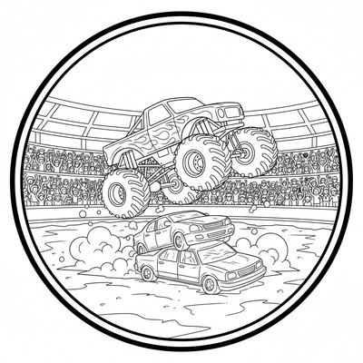 Monstertruck vid arena med publik