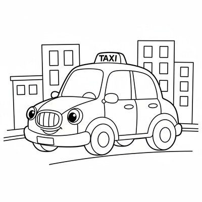 Taxibil i profil på stadsgata