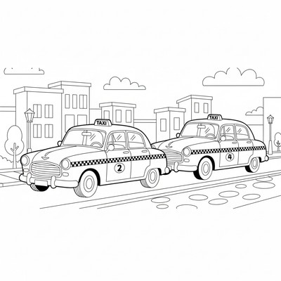 Två taxibilar bredvid varandra på gata