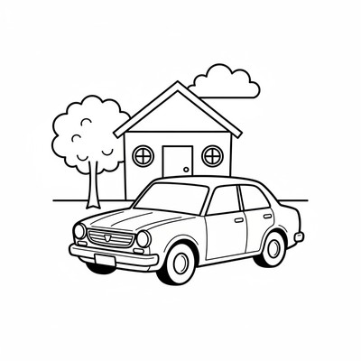 Toyota parkerad vid ett hus