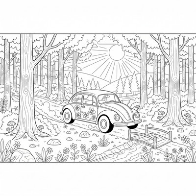 Volkswagen som kör i skogsmiljö