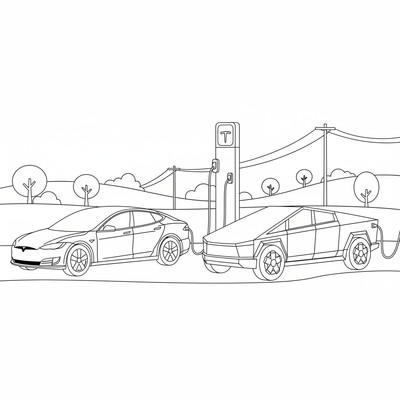 Två Teslor vid samma laddstation