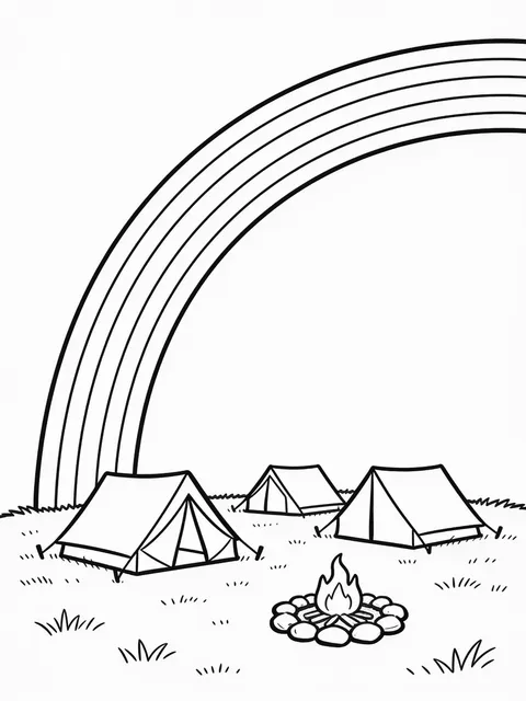 Regnbåge sträcker sig över en camping