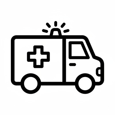 Ambulans med blåljusen på