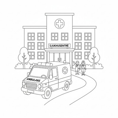 Ambulans framför sjukhusentré