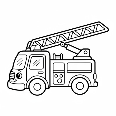 Brandbil i profil med stege