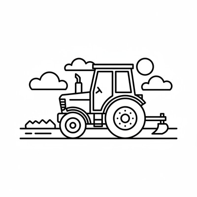 Traktor i profil på åker