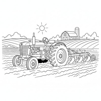 Traktor som plöjer marken