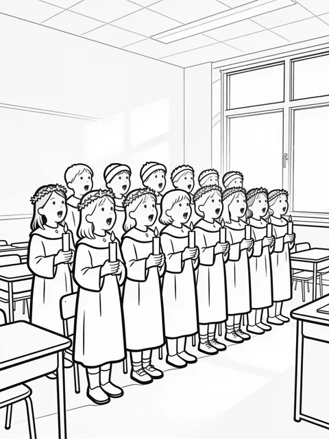 Klassen sjunger tillsammans i klassrummet