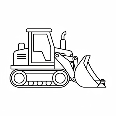 Bulldozer i profil med skopan framåt