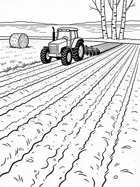 Traktor plöjer åkern efter skörden