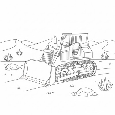 Bulldozer på sandfält