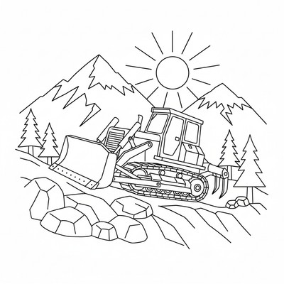 Bulldozer på bergssluttning