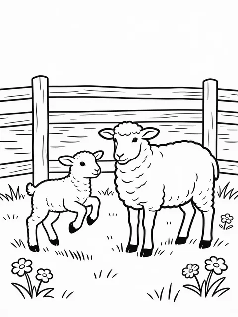 Lamm hoppar i hagen