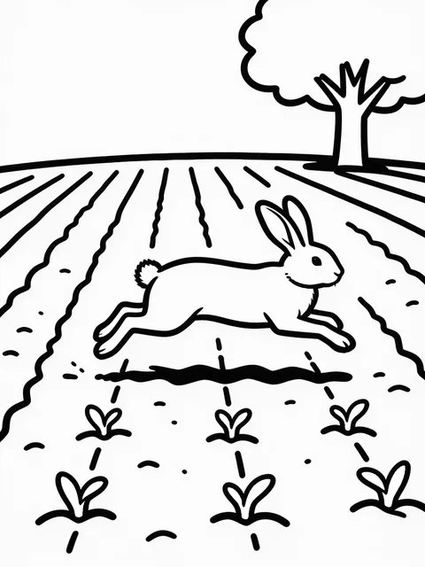 Hare springer över åkern på våren