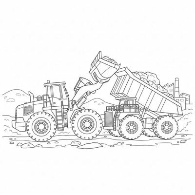 Hjullastare som tömmer last i dumper