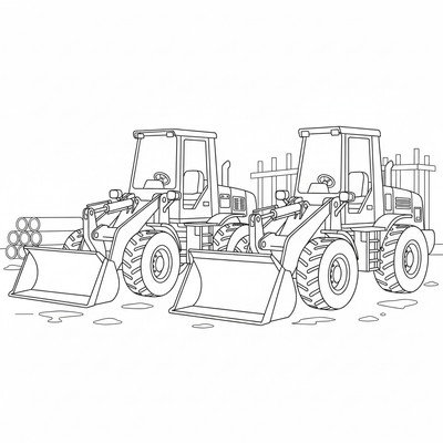 Två hjullastare bredvid varandra