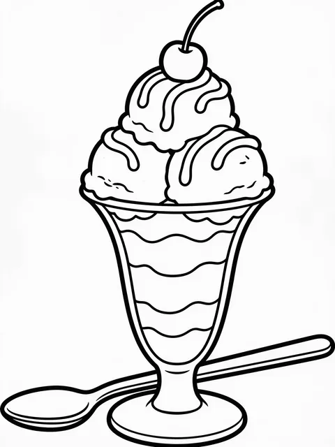 Sundae i högt glas med körsbär