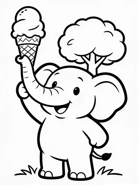 Elefant håller glass med snabeln