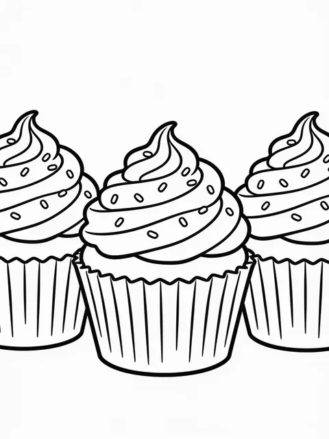 Tre cupcakes med toppig glasyr