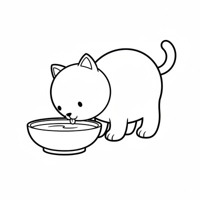 Katt som dricker mjölk ur en skål