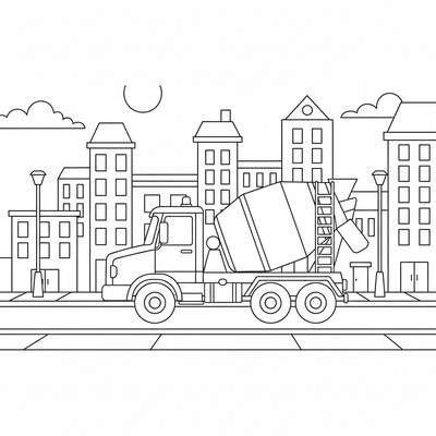 Cementbil på stadsväg