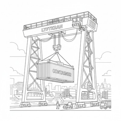 Lyftkran som lyfter container