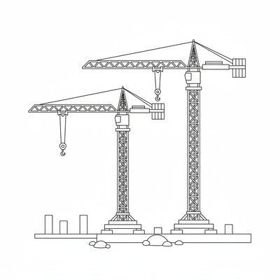 Två lyftkranar bredvid varandra