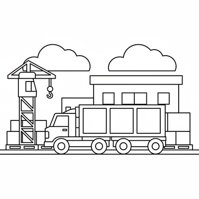 Lastbil parkerad vid terminal