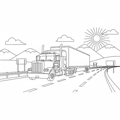 Lastbil med släp på motorväg