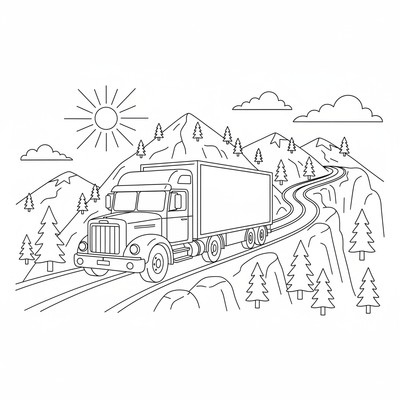 Lastbil på bergsväg