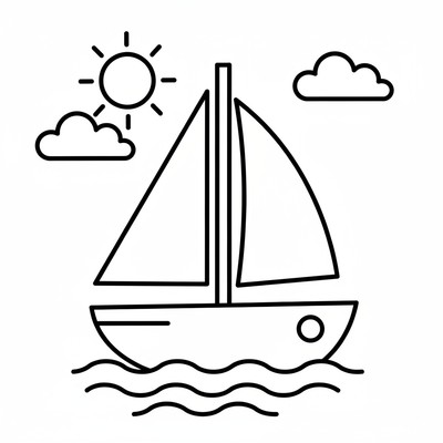 Segelbåt med segel hissat