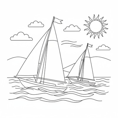 Två segelbåtar i kappsegling