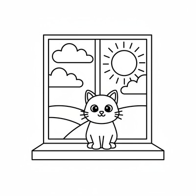 Katt som tittar ut genom ett fönster