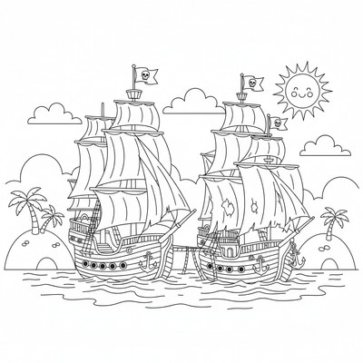 Två piratskepp bredvid varandra