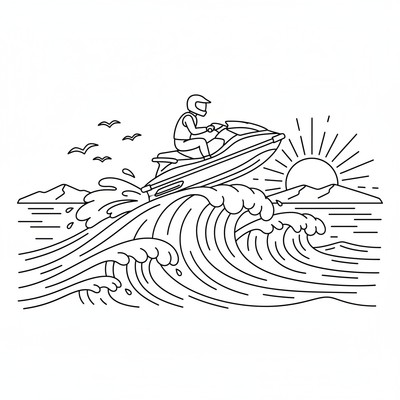 Jetski som kör över vågor