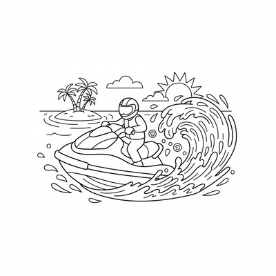 Jetski som gör en sväng i vattnet